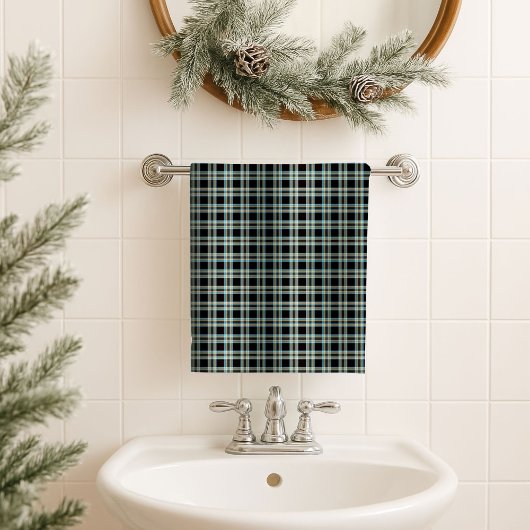 Masculine Bath Towel – Blue Yellow Tartan Look バスタオルセット