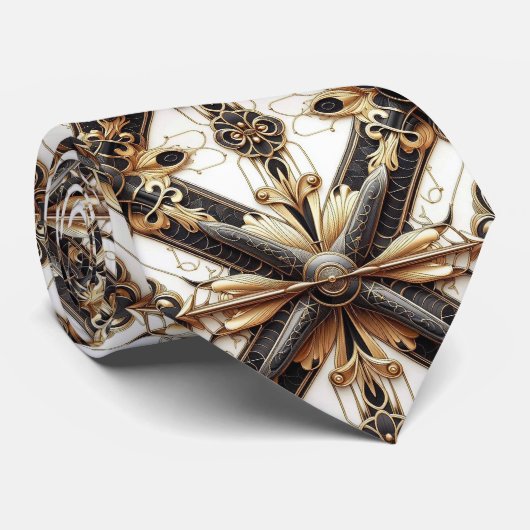 Masculine Black and Gold Airplane Jet ネクタイ (ロール)