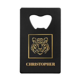 Masculine Gold Tiger Face Credit Card Opener クレジットカード栓抜き