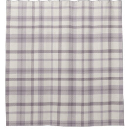 Masculine Muted Purple Plaid w/ Linen Texture シャワーカーテン