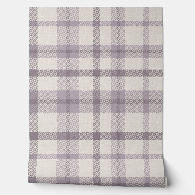 Masculine Muted Purple Plaid w/ Linen Texture 壁紙 (ほどく)