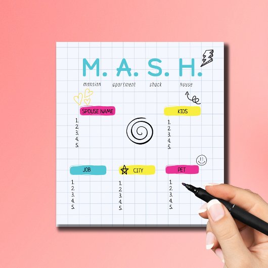 MASHゲーム 90年代パーティーのお楽しみグッズ ノートパッド