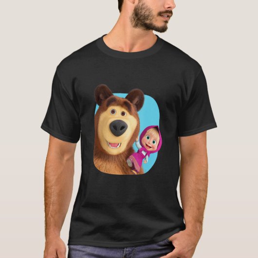Masha and the Bear Duo together blue Tシャツ (正面)