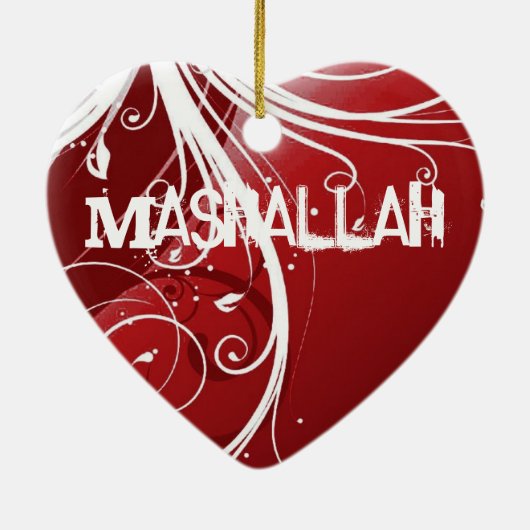 Mashallahのイスラム教の赤いオーナメント セラミックオーナメント (裏面)