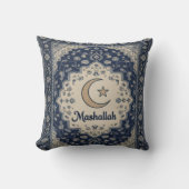 Mashallah blue printed Cushion Ramadan decor クッション (正面)