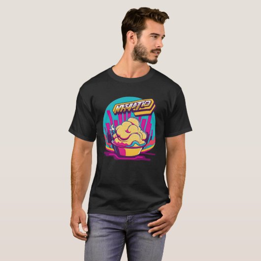 Mashed Potatoes Synthwave 80s Retrowave Aesthetic Tシャツ (正面フル)