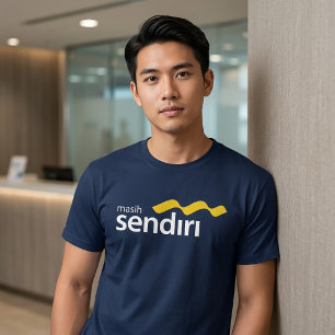 MASIH SENDIRI - インドネシア パロディ ブランド ロゴ バンク Tシャツ