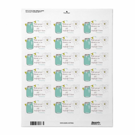 Masjon Jar Thank You Labels ラベル (フルシート)
