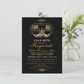 Mask Black Gold 50th Masquerade Birthday  招待状 (スタンド正面)