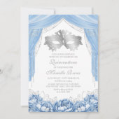 Mask Masquerade Light Blue Quinceanera 招待状 (正面)