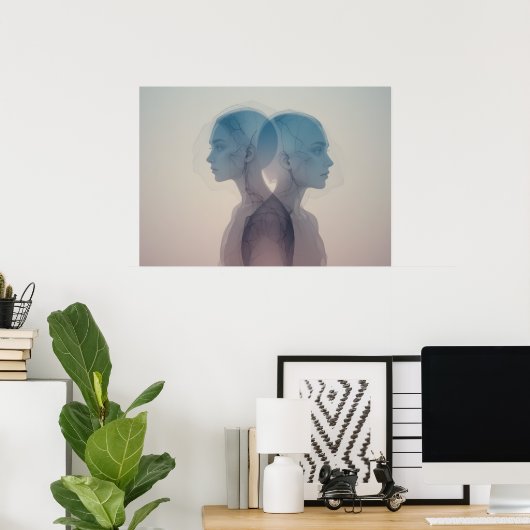 Mask of Emotions Poster Abstract Wall Art ポスター (ホームオフィス)