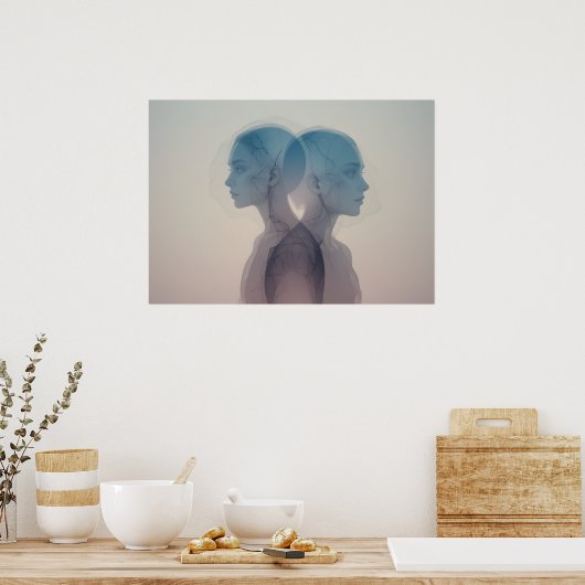 Mask of Emotions Poster Abstract Wall Art ポスター (キッチン)