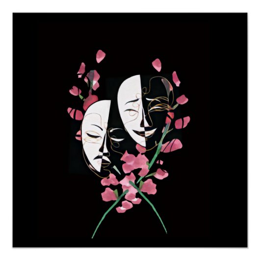 Mask poster - black + white ポスター (正面)