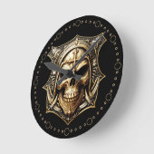 Maske Deathmetal Totenkopf Gold Schild ラウンド壁時計 (傾斜)