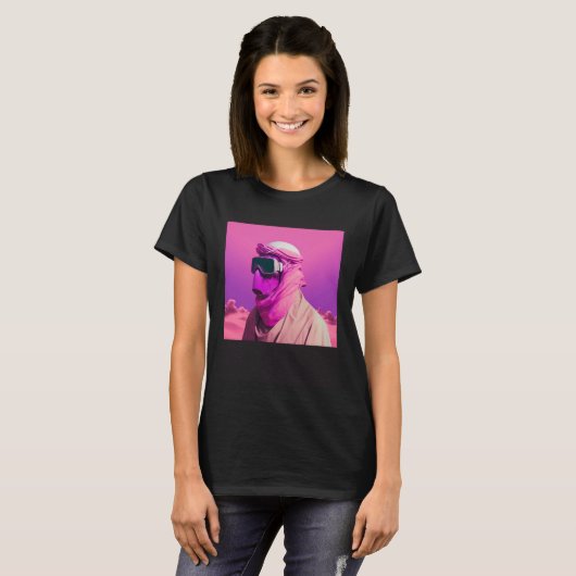 Masked Arab in a Vaporwave Desert Retrowave style Tシャツ (正面フル)