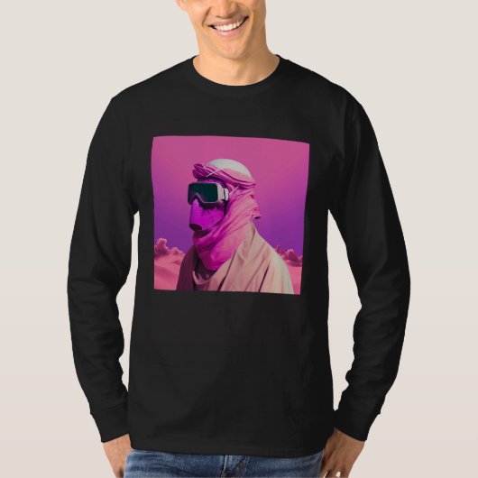 Masked Arab in a Vaporwave Desert Retrowave style Tシャツ (正面)