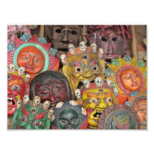 Masks at Boudhanath, Kathmandu，ネパール フォトプリント (正面)