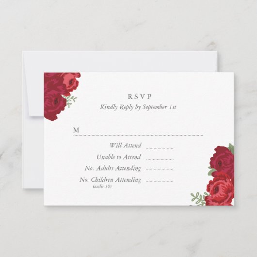 Mason エレガント Jar RSVPカード – 赤 (正面)
