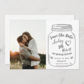 Mason 素朴 Jar写真で日付を保存 招待状 (正面/裏面)