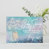 *~* Mason 素朴 Jar Baby's Breath Baby Shower 招待状 (スタンド正面)