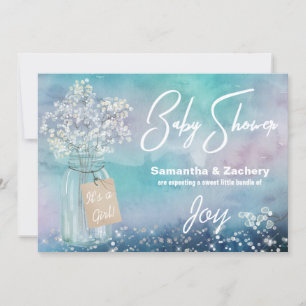 *~* Mason 素朴 Jar Baby's Breath Baby Shower 招待状