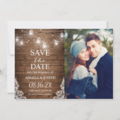 Mason 素朴 Jar Lights Save the Date Photo セーブザデート (正面)