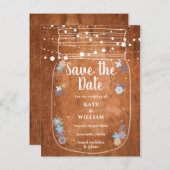 Mason 素朴 Jar String Lights日付を保存 案内ポストカード (正面/裏面)