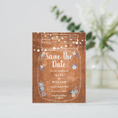 Mason 素朴 Jar String Lights日付を保存 案内ポストカード (スタンド正面)