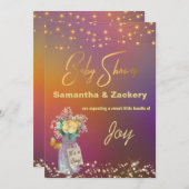 *~* Mason 素朴 Jar String Lights Baby Shower 招待状 (正面/裏面)