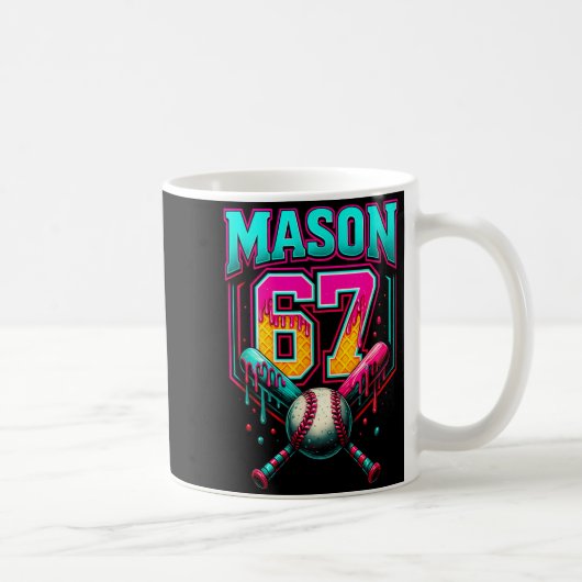 Mason 67 Funny Ice Cream Drip Baseball Ice Cream D コーヒーマグカップ (右)