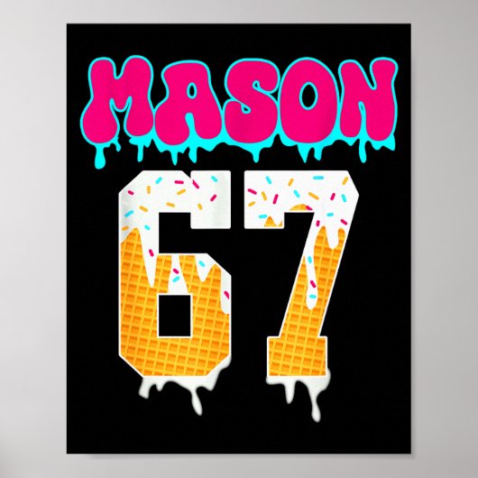 Mason 67 Funny Ice Cream Drip Baseball Ice Cream D ポスター (正面)