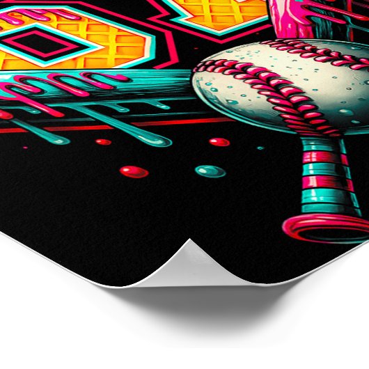 Mason 67 Funny Ice Cream Drip Baseball Ice Cream D ポスター (角)