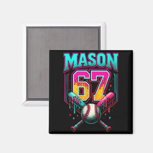 Mason 67 Funny Ice Cream Drip Baseball Ice Cream D マグネット (正面/裏面)