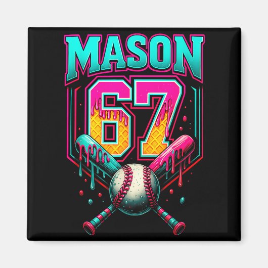 Mason 67 Funny Ice Cream Drip Baseball Ice Cream D マグネット (正面)