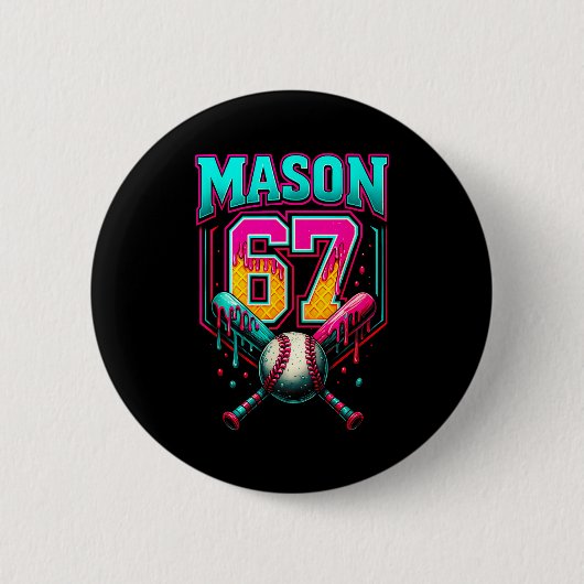Mason 67 Funny Ice Cream Drip Baseball Ice Cream D 缶バッジ (正面)