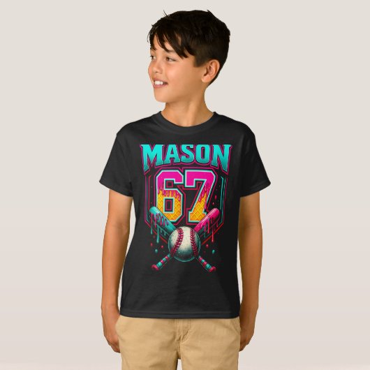 Mason 67 Funny Ice Cream Drip Baseball Ice Cream D Tシャツ (正面フル)