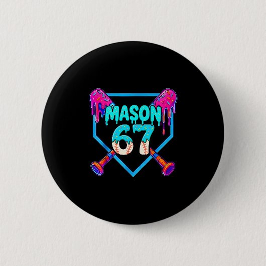 Mason 67 Funny Ice Cream Drip Sell Meme Design  缶バッジ (正面)