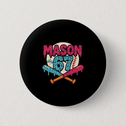 Mason 67 Funny Ice Cream Drip Sell Meme Graphics 1 缶バッジ (正面)