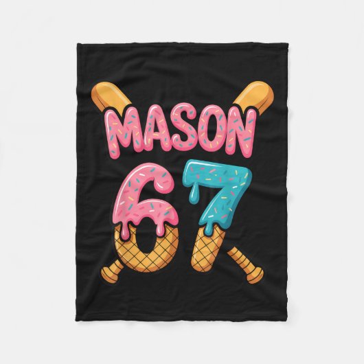 Mason 67 Ice Cream Drip Baseball フリースブランケット (正面)