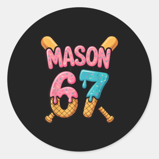 Mason 67 Ice Cream Drip Baseball  ラウンドシール (正面)