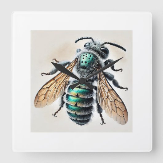 Mason Bee 161024IREF237 - Watercolor スクエア壁時計 (正面)