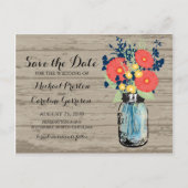 Mason Jarとガーベラデイジー日付の保存 案内ポストカード (正面)