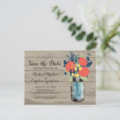 Mason Jarとガーベラデイジー日付の保存 案内ポストカード (スタンド正面)