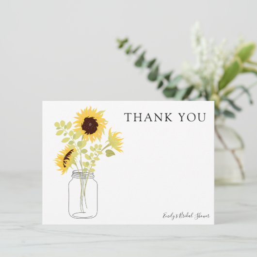 Mason Jarのヒマワリありがとう 招待状 (スタンド正面)
