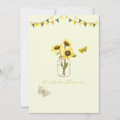 Mason Jarのヒマワリと蝶とバンティング 招待状 (裏面)