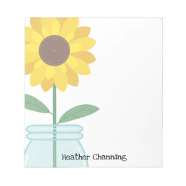 Mason Jarのヒマワリ – 名前を追加 ノートパッド