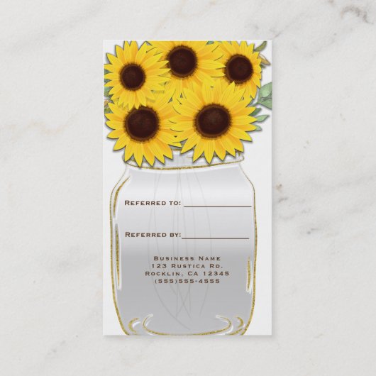 Mason Jarの中のひまわり素朴シック友人を参照 紹介カード (裏面)