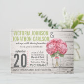 Mason JarのBack Hydrangeaの写真 招待状 (スタンド正面)