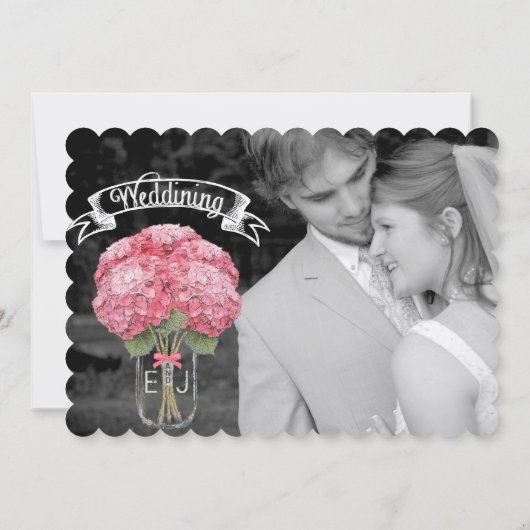 Mason JarのBack Hydrangeaの写真 招待状 (裏面)