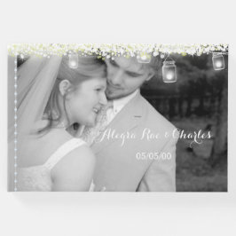 Mason JarエレガントがStarsの結婚写真の下 ゲストブック